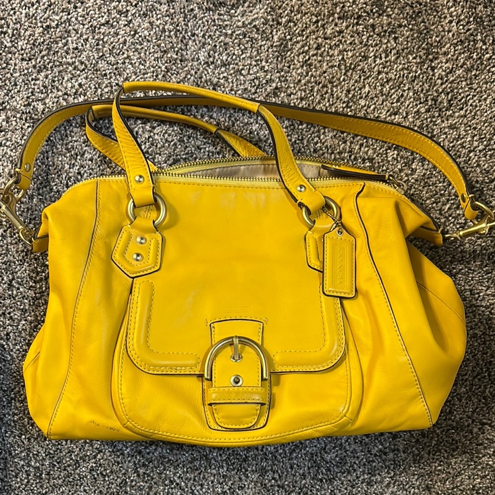 Bright Yellow Leather Handbag